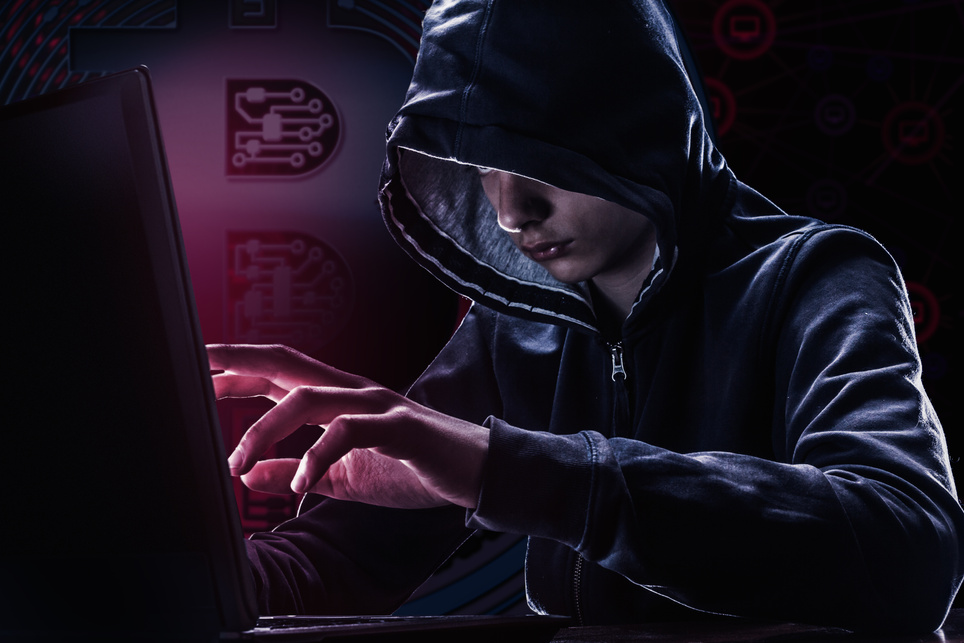 Hacker and security password hacking, data virus hack